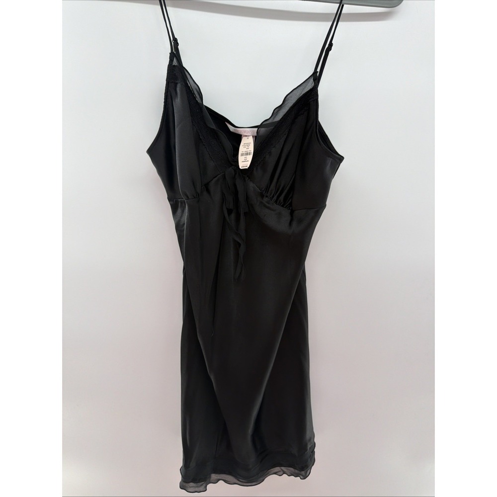 NWT Victoria Secret 2008 Spaghetti Strap Lingerie Nighty Black Size Medium 6052